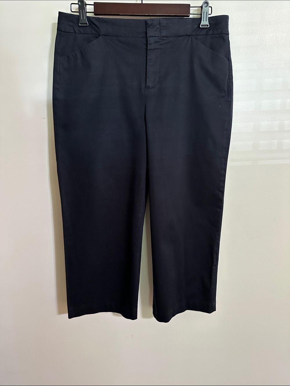 Blue Earth Women's Black Cotton Stretch Cropped Straight-Leg Pants